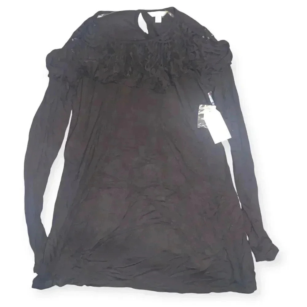 Time & tru lace long sleeve cotton blouse